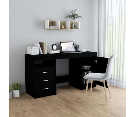 vidaXL Bureau 140x50x76 cm bewerkt hout zwart