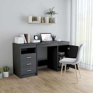 vidaXL Skrivebord gr&aring; 140x50x76 cm konstruert tre