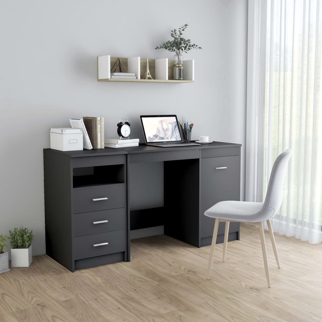 vidaXL skrivebord 140x50x76 cm konstrueret træ grå