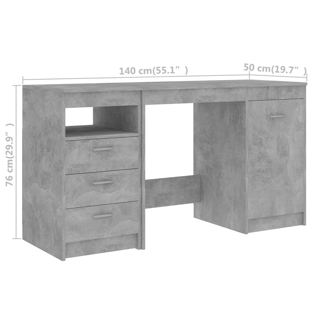 Desk Concrete Grey 140x50x76 Cm Engineered Wood VidaXL 17 width=274