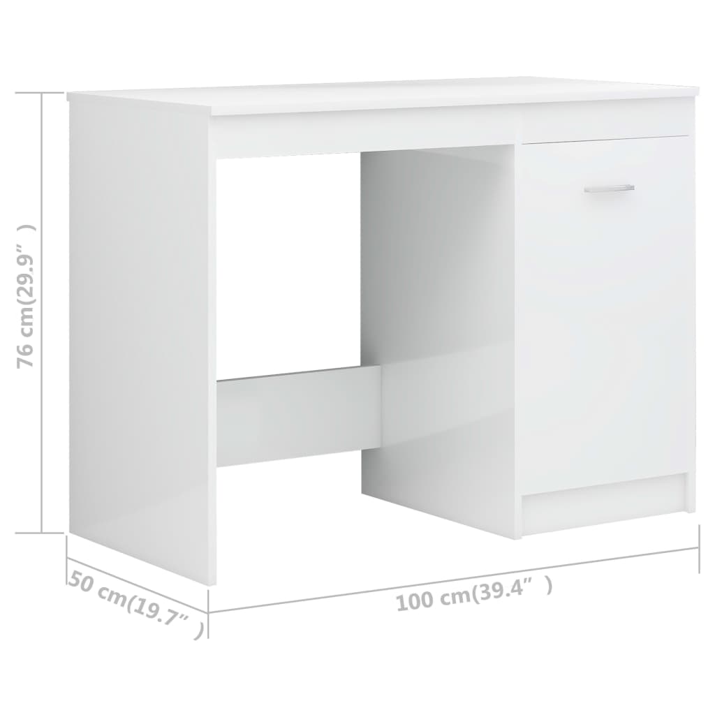 imagem de vidaXL Secretária 140x50x76 cm contraplacado branco brilhante9