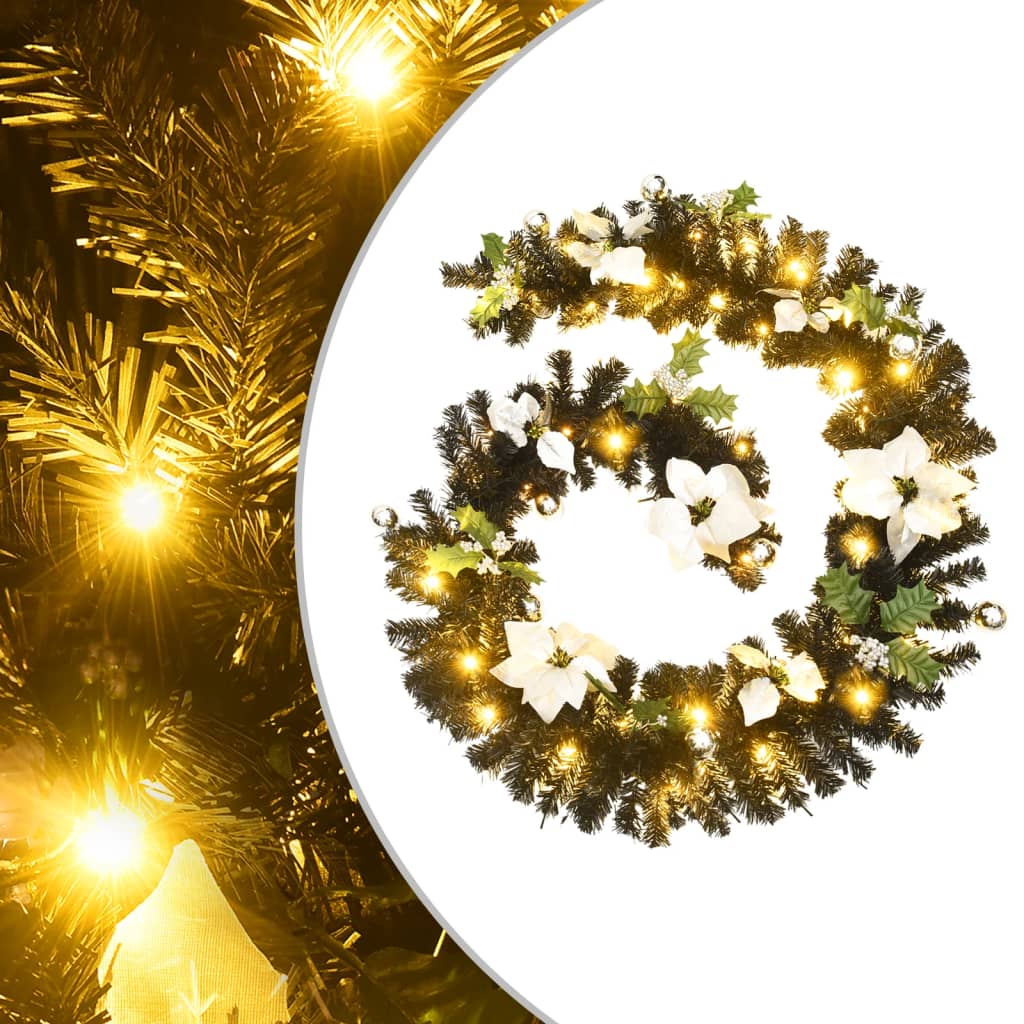 

vidaXL Christmas Garland with LED Lights Black 8.9' PVC