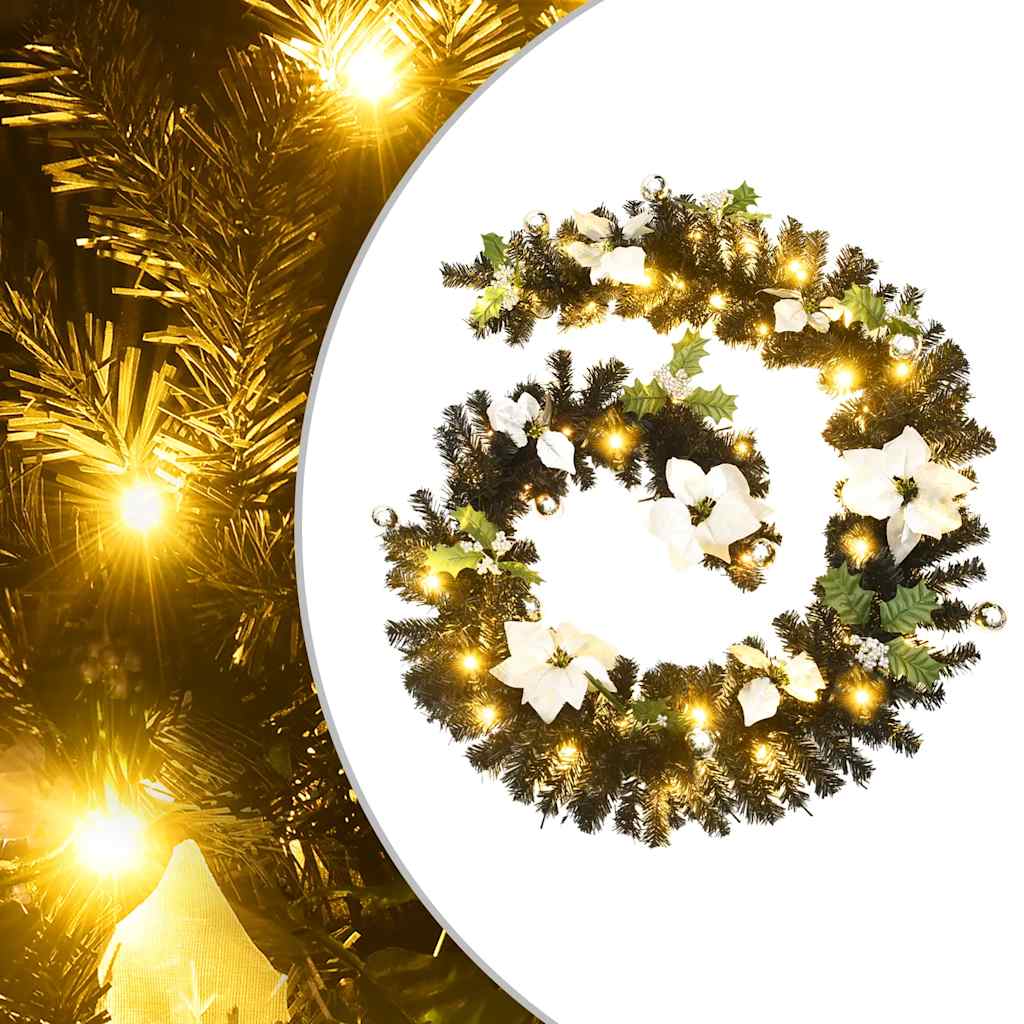 vidaXL Ghirlandă de Crăciun cu lumini LED, negru, 2,7 m, PVC