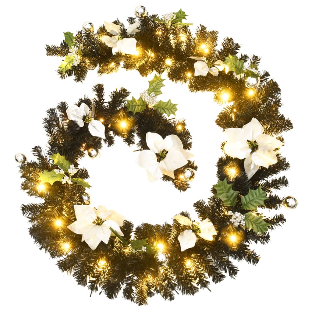 

vidaXL Kerstslinger met LED-lampjes 2,7 m PVC zwart