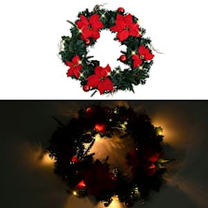 Vánoční věnec s LED diodami zelený 60 cm PVC - obrázek 2
