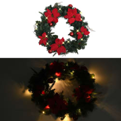 vidaXL Weihnachtskranz mit LED-Leuchten Gr&uuml;n 60 cm PVC