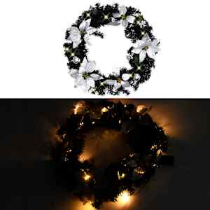 vidaXL Grinalda de Natal com luzes LED 60 cm PVC preto
