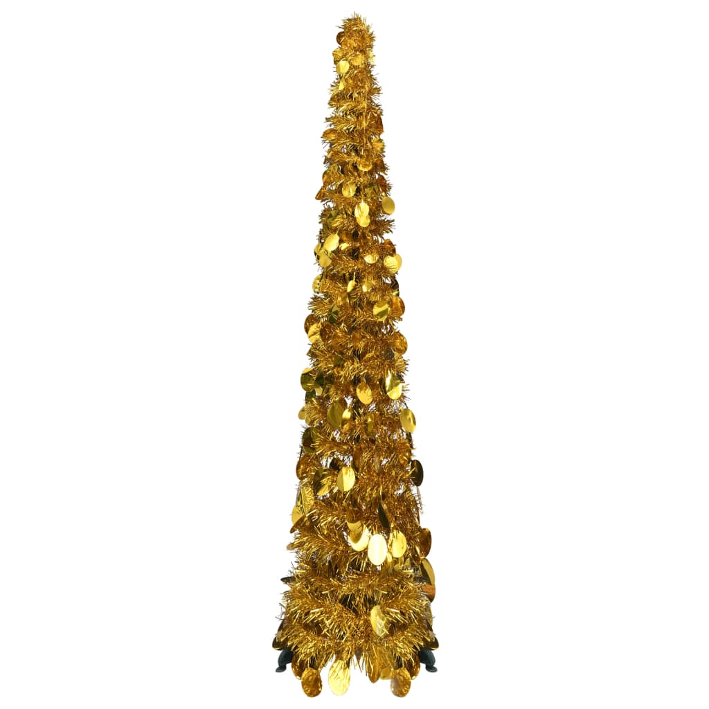 Image of vidaXL Pop-up Artificial Christmas Tree Gold 120 cm PET