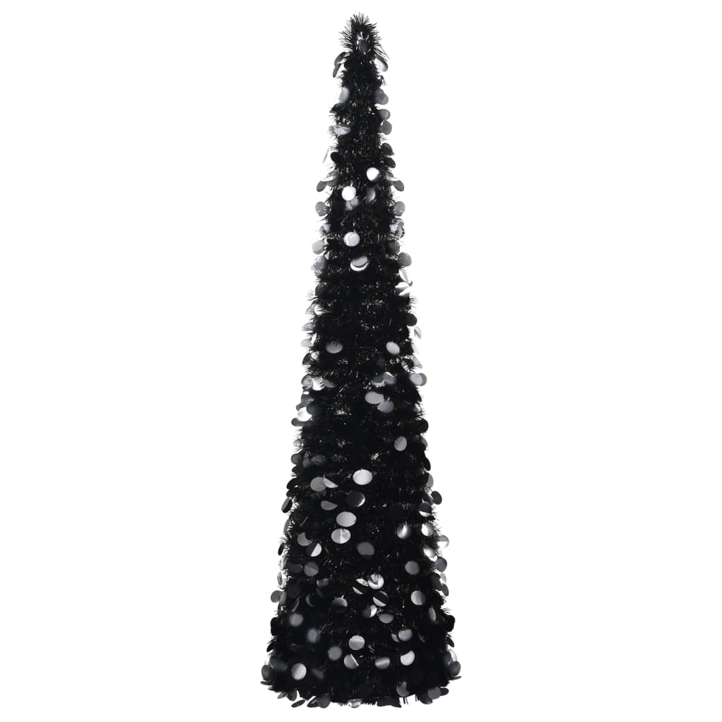 vidaXL Brad de Crăciun artificial tip pop-up, negru, 150 cm, PET imagine vidaxl.ro