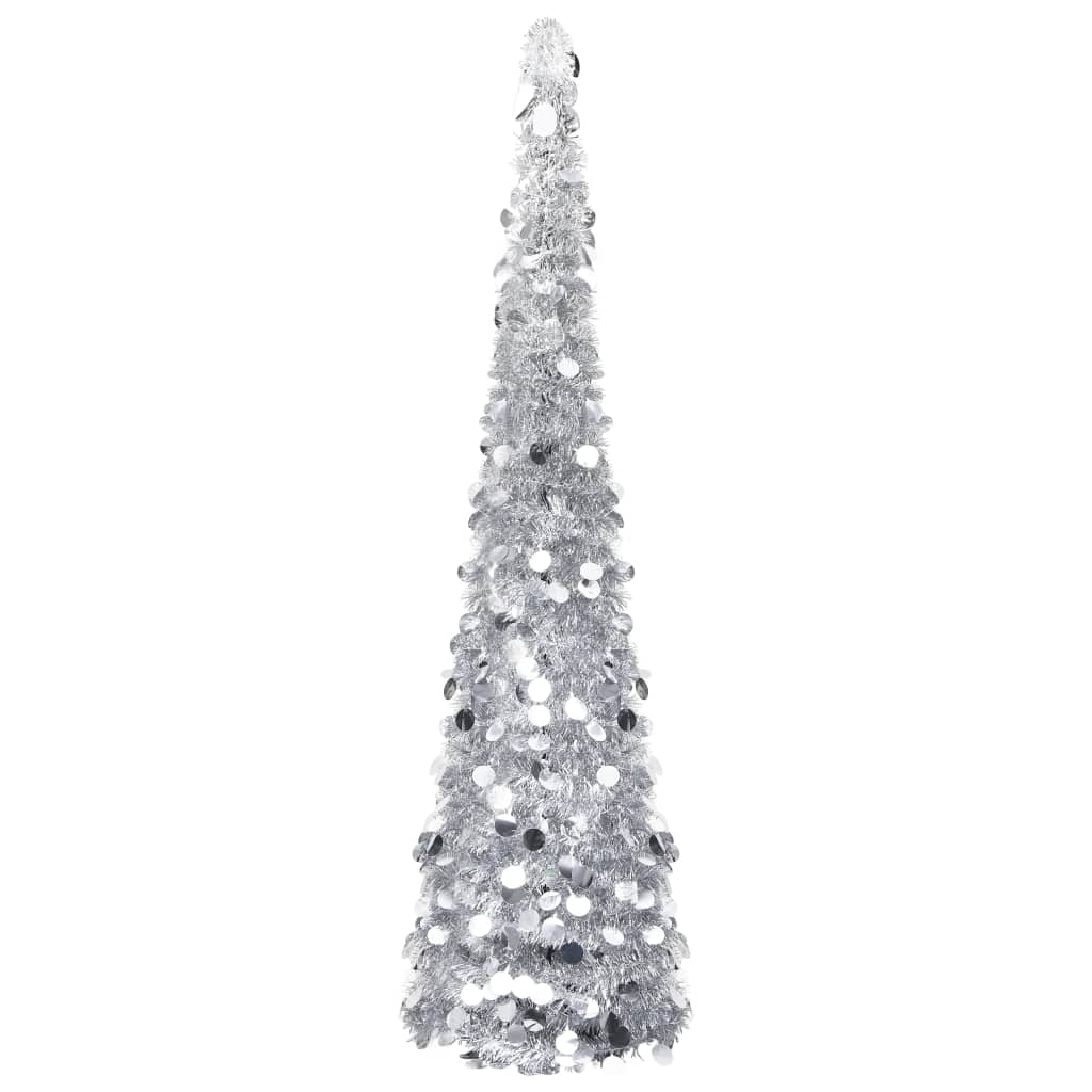Petrashop  Skládací umělý vánoční stromek stříbrný 150 cm PET