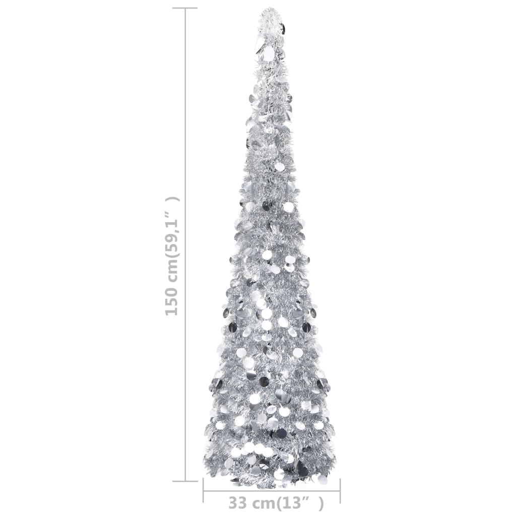 vidaXL Pop-up Artificial Christmas Tree Silver 59.1" PET