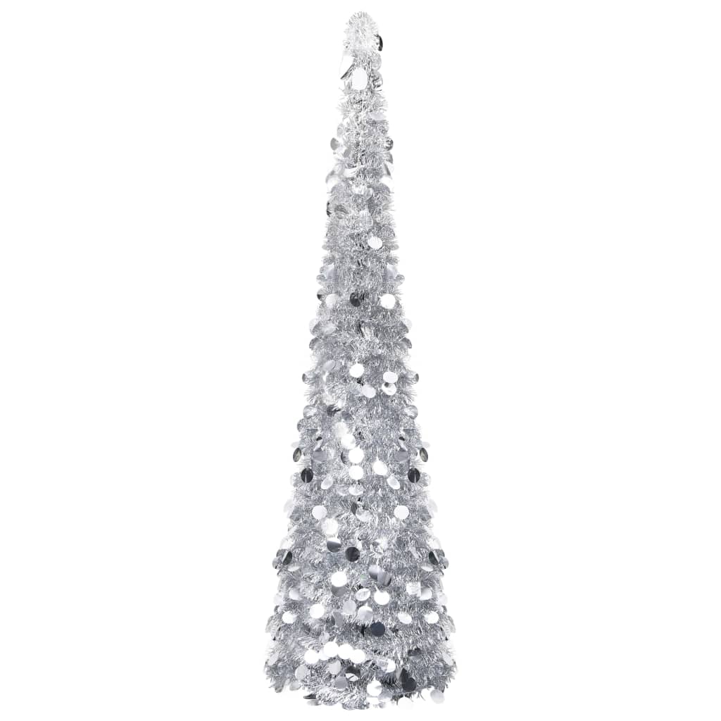 Petrashop  Rozkládací umělý vánoční stromek stříbrný 180 cm PET