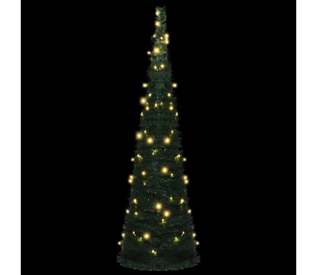 vidaXL Rozkladací umelý vianočný stromček s LED reťazou zelený 150 cm