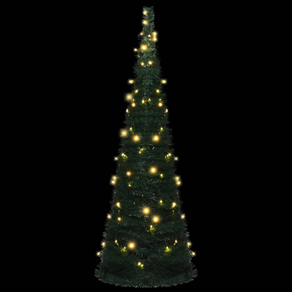 vidaXL Skládací umělý vánoční stromek s LED řetězem zelený 180 cm