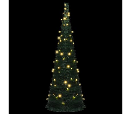 vidaXL Skládací umělý vánoční stromek s LED řetězem zelený 180 cm