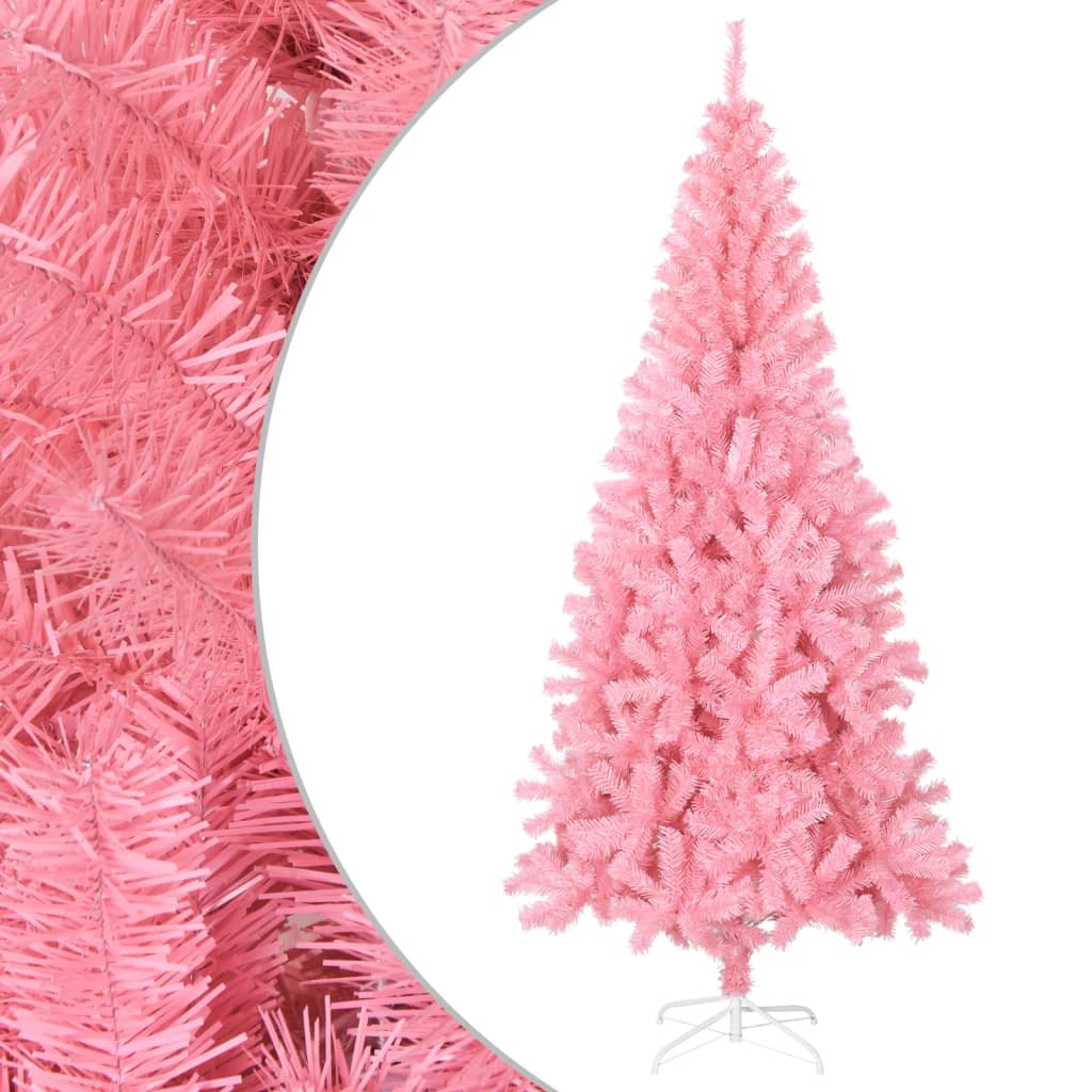 vidaXL Pom de Crăciun artificial cu suport, roz, 210 cm, PVC imagine vidaxl.ro