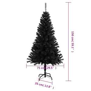 Umělý vánoční stromek se stojanem černý 150 cm PVC - obrázek 7