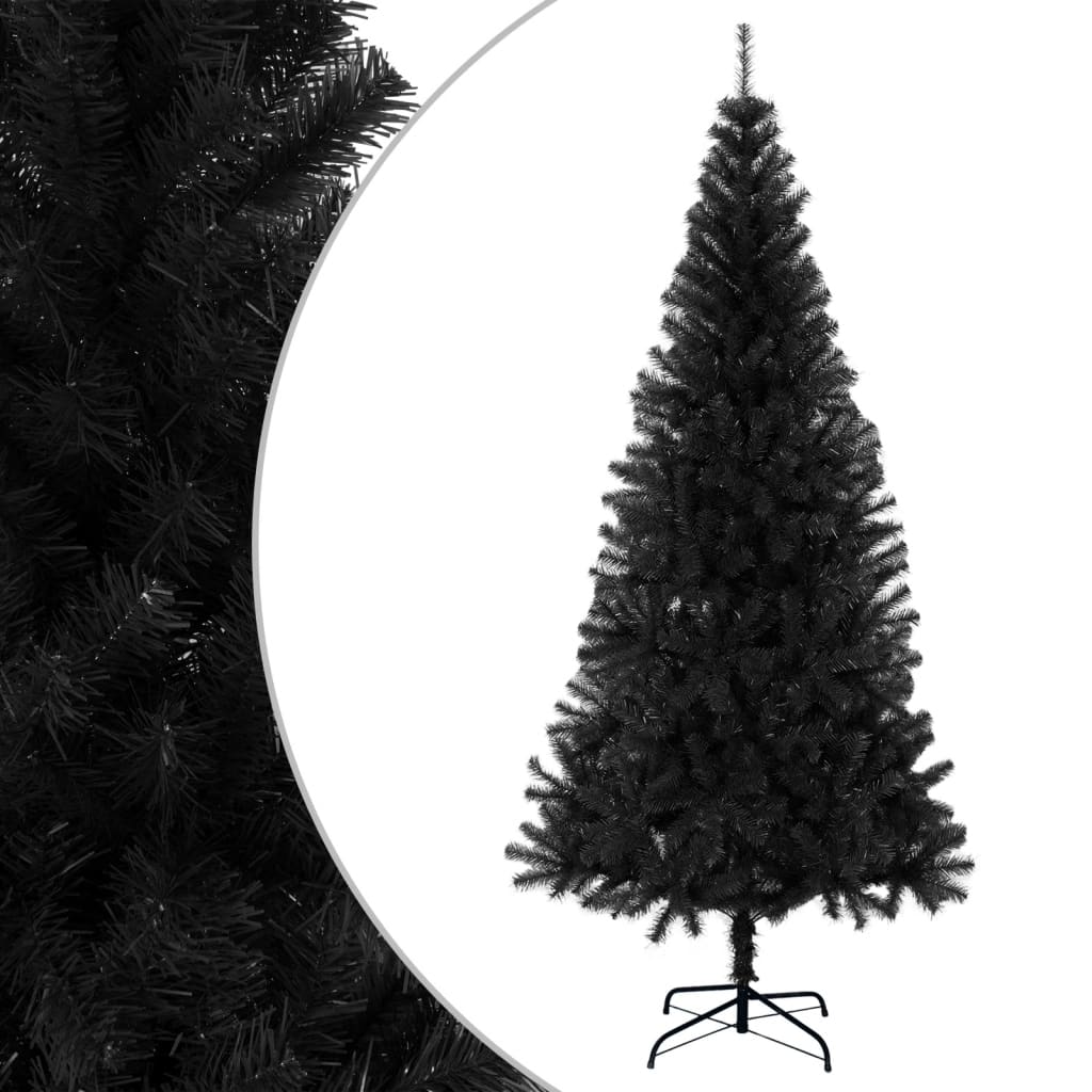 vidaXL kunstigt juletræ med juletræsfod 180 cm PVC sort