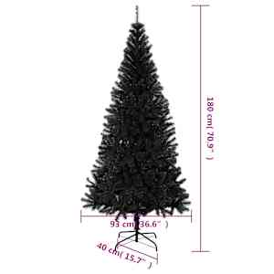 Umělý vánoční stromek se stojanem černý 180 cm PVC - obrázek 7