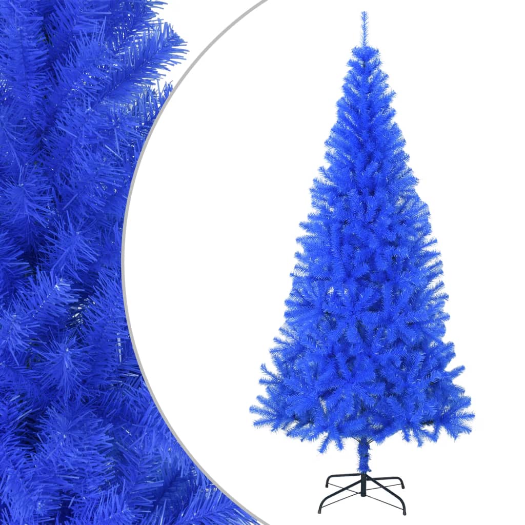 vidaXL kunstigt juletræ med juletræsfod 210 cm PVC blå