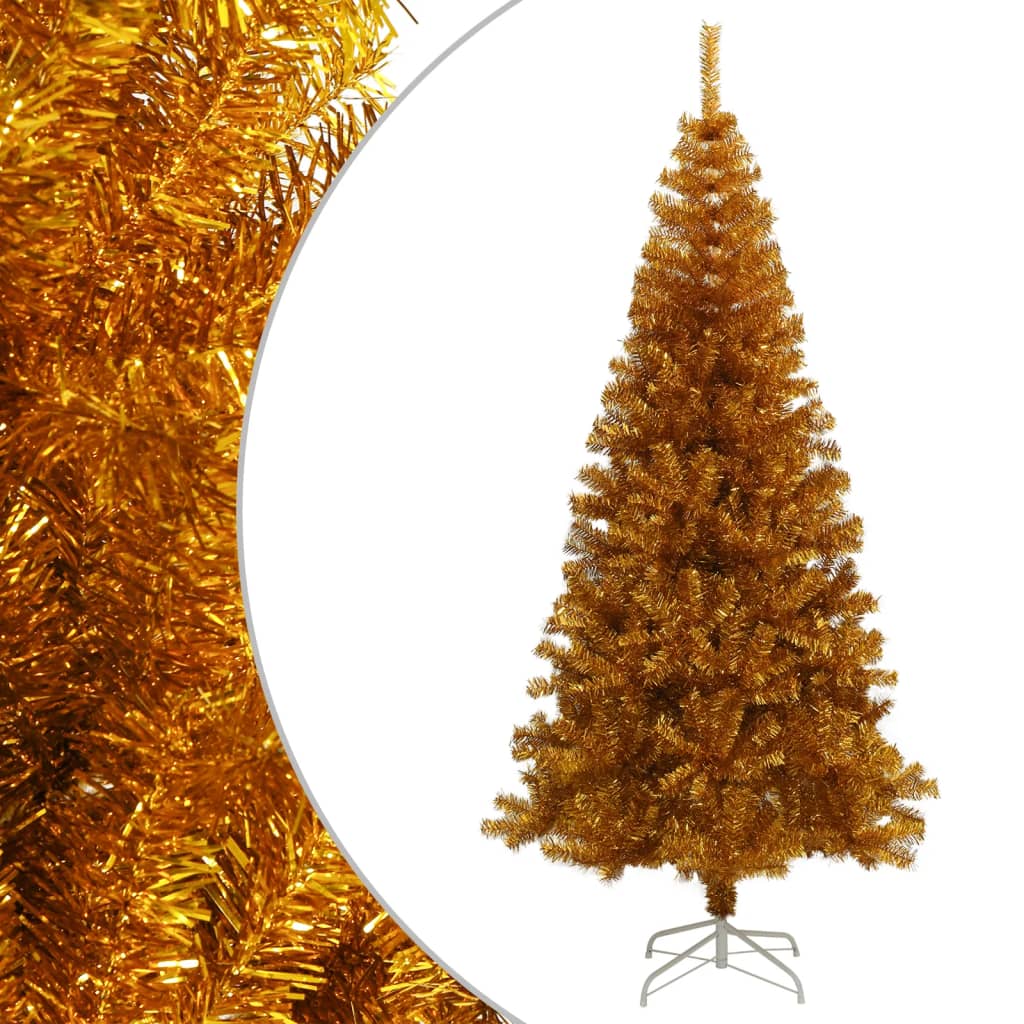vidaXL Pom de Crăciun artificial cu suport, auriu, 210 cm, PET vidaXL