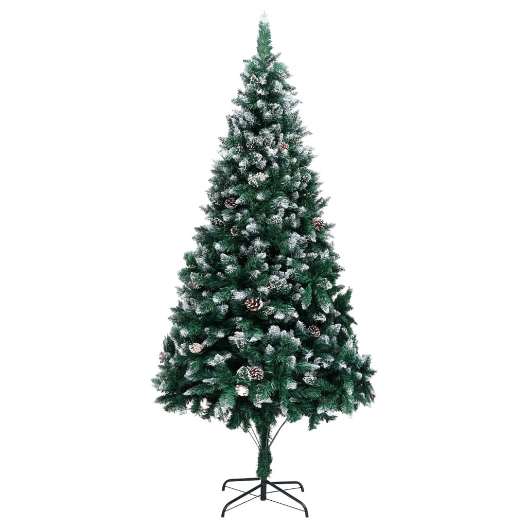 Künstlicher Weihnachtsbaum mit Zapfen und Schnee 210 cm