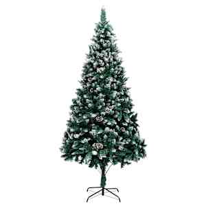 vidaXL kunstkuusk m&auml;nnik&auml;bide ja valge lumega, 240 cm