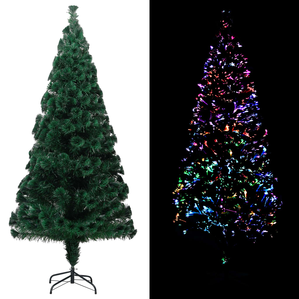 vidaXL Árvore de Natal artificial com suporte 180 cm fibra ótica verde |  
