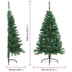 Umělý poloviční vánoční stromek se stojanem zelený 150 cm PVC - obrázek 9