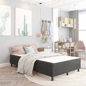 Postel boxspring tmavě šedá textil 120 x 200 cm - obrázek 1