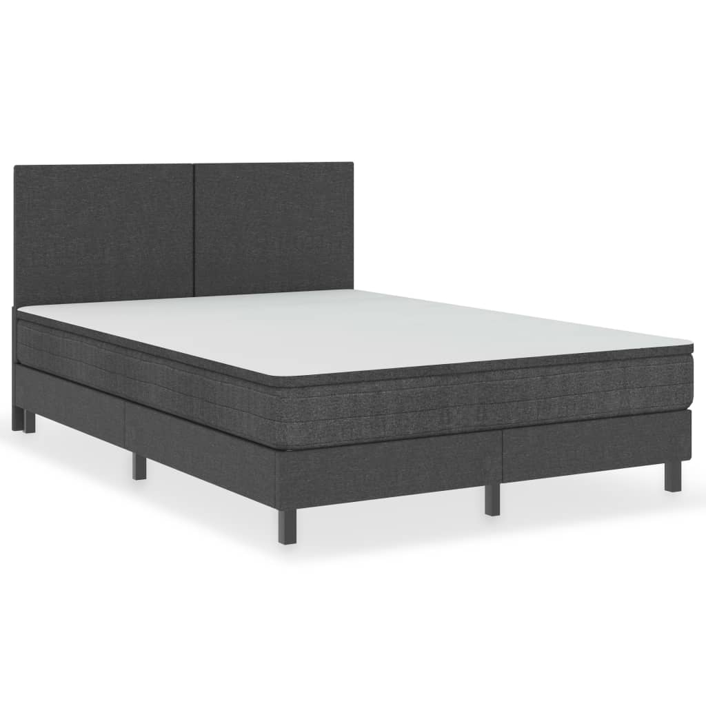 vidaXL Boxspring postelja temno siva iz blaga 140x200 cm