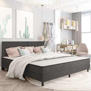 Postel boxspring tmavě šedá textil 200 x 200 cm - obrázek 1