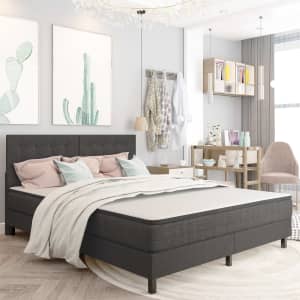 Postel boxspring tmavě šedá textil 160 x 200 cm - obrázek 1