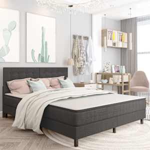 Postel boxspring tmavě šedá textil 180 x 200 cm - obrázek 1