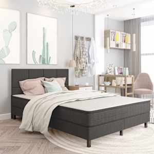 Postel boxspring tmavě šedá textil 140 x 200 cm - obrázek 1