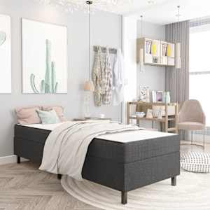 Postel boxspring tmavě šedá textil 100 x 200 cm - obrázek 1