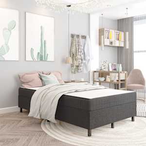 Postel boxspring tmavě šedá textil 120 x 200 cm - obrázek 1