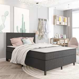 Postel boxspring tmavě šedá textil 160 x 200 cm - obrázek 1