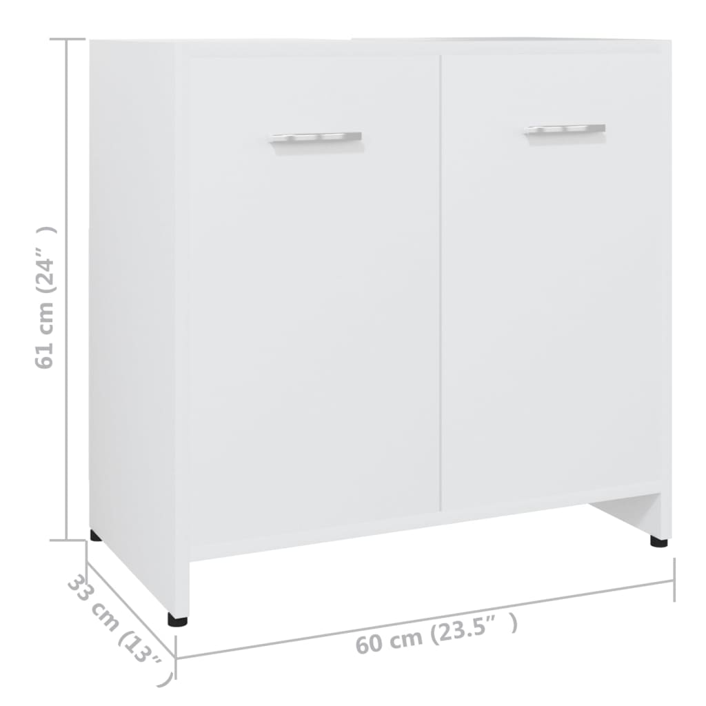Badezimmerschrank Weiß 60x33x61 cm Spanplatte