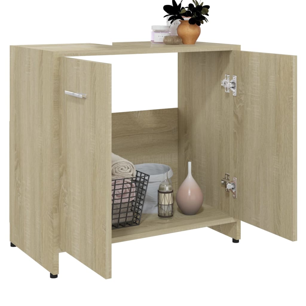 Armario de baño,Mueble Baño madera contrachapada color roble 60x33x61 cm  vidaXL