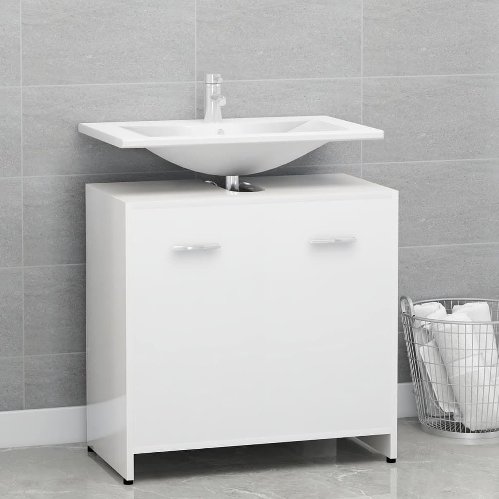Badezimmerschrank Weiß und Sonoma-Eiche 60x33x61 cm Spanplatte
