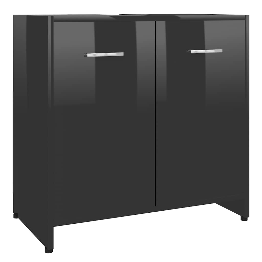 

vidaXL Bathroom Cabinet High Gloss Black 23.6"x13"x22.8" Chipboard