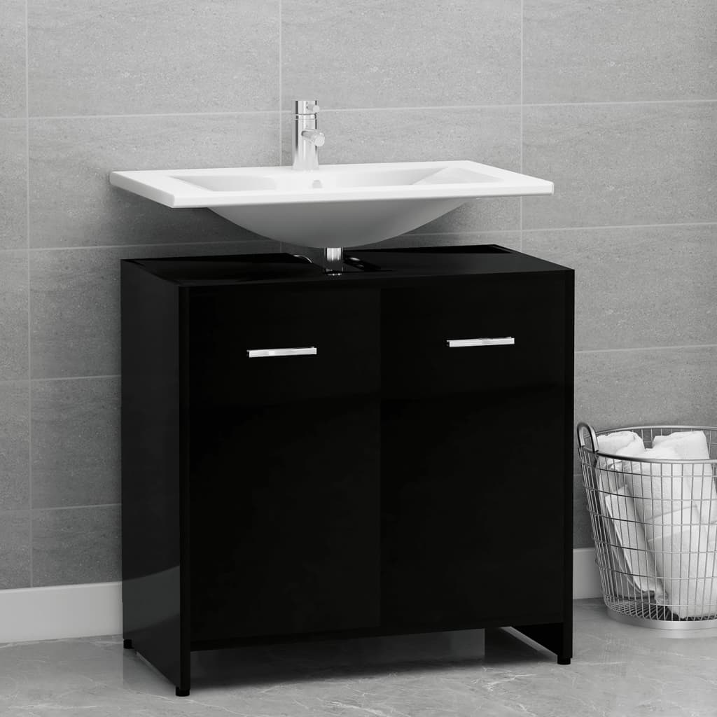 Petrashop  Koupelnová skříňka černá vysoký lesk 60x33x61 cm dřevotříska