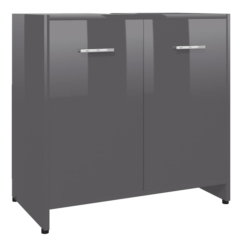 

vidaXL Bathroom Cabinet High Gloss Gray 23.6"x13"x22.8" Chipboard