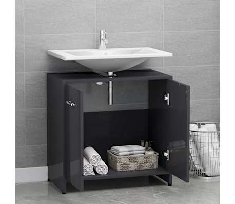 vidaXL Kupaonski ormarić sjajni sivi 60 x 33 x 61 cm konstruirano drv