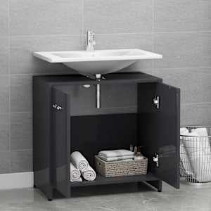 vidaXL Kupaonski ormarić sjajni sivi 60 x 33 x 61 cm konstruirano drv