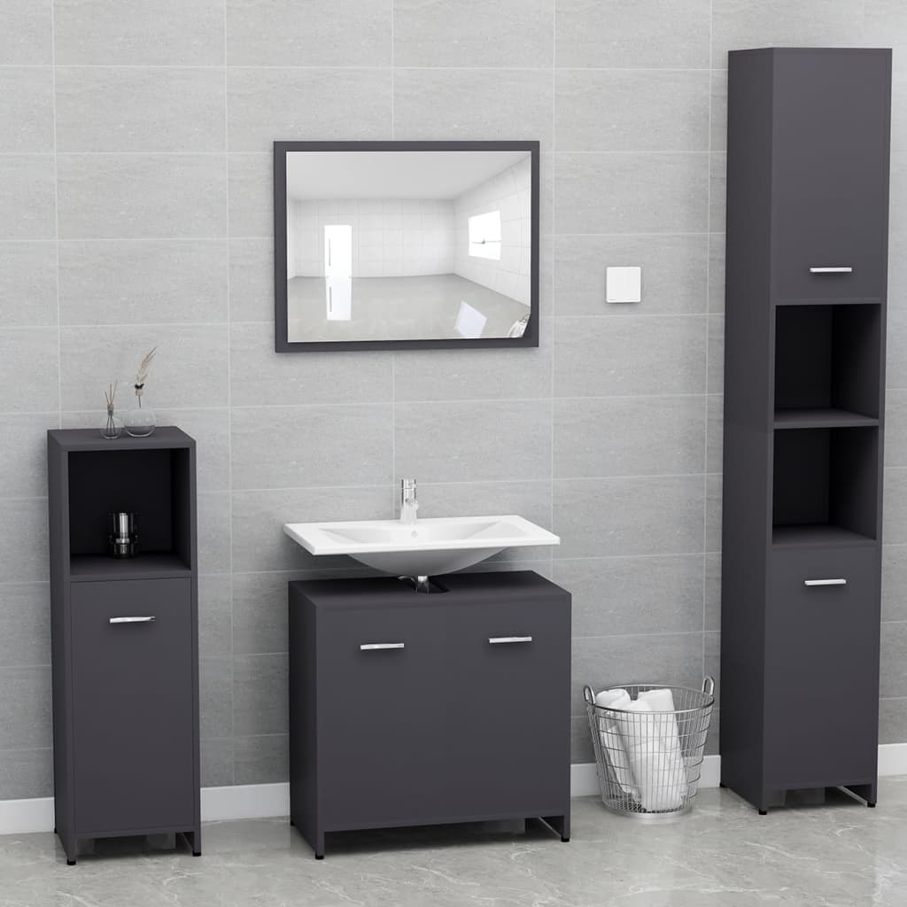 Petrashop  Set koupelnového nábytku šedý kompozitní dřevo