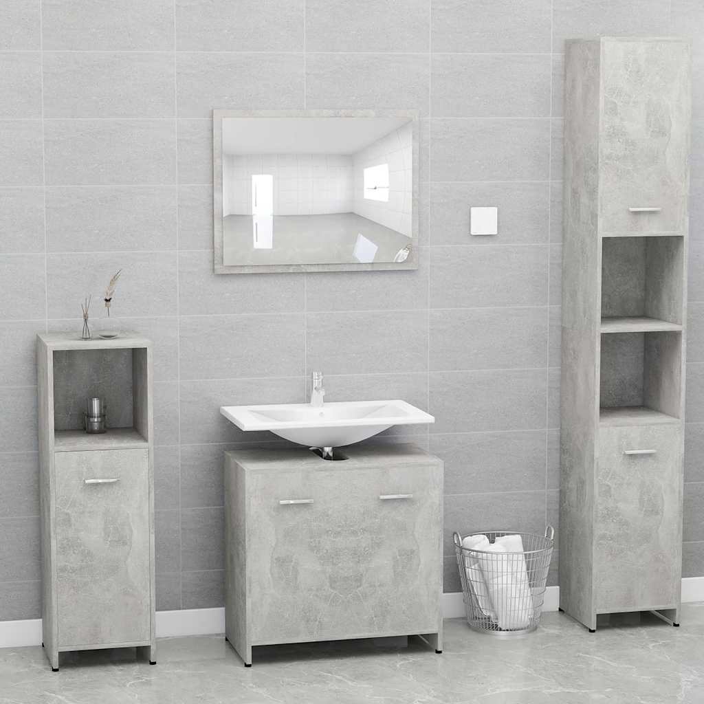 vidaXL Set mobilier de baie, gri beton, PAL baie