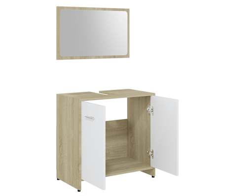 vidaXL Kylpyhuoneen kalustesarja valkoinen Sonoma-tammi tekninen puu