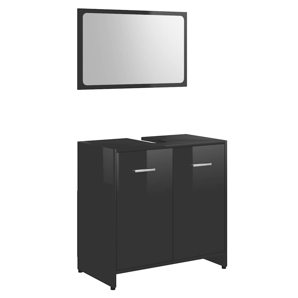 

vidaXL Bathroom Furniture Set High Gloss Black Chipboard